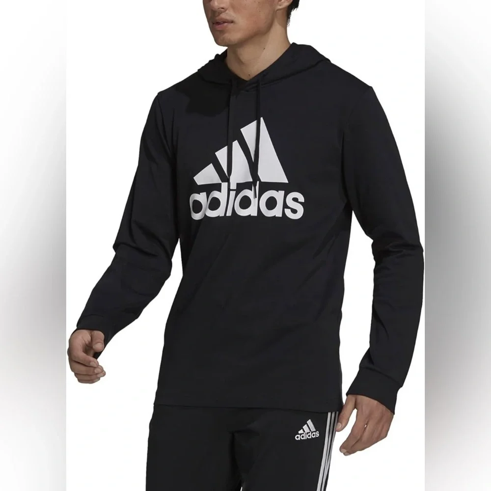 ADIDAS ESSENTIALS PULLOVER LONG SLEEVE HOODIE BLACK WHITE XL NEW WITH TAGS